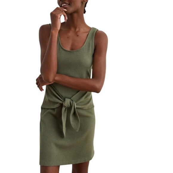 Aerie Tie Front Tank Dress Size XL Green Ribbed NWT - Picture 2 of 13